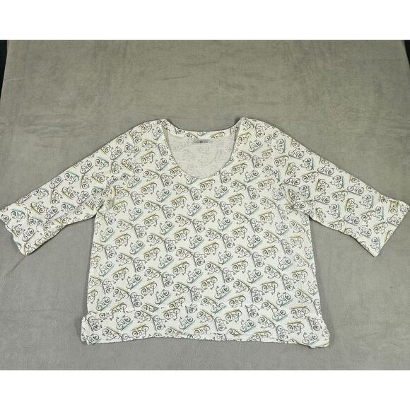 CMC Color Me Cotton Top Size XXL Bicycle Print Muslin Gauze Soft Boxy Lagenlook - Picture 2 of 9